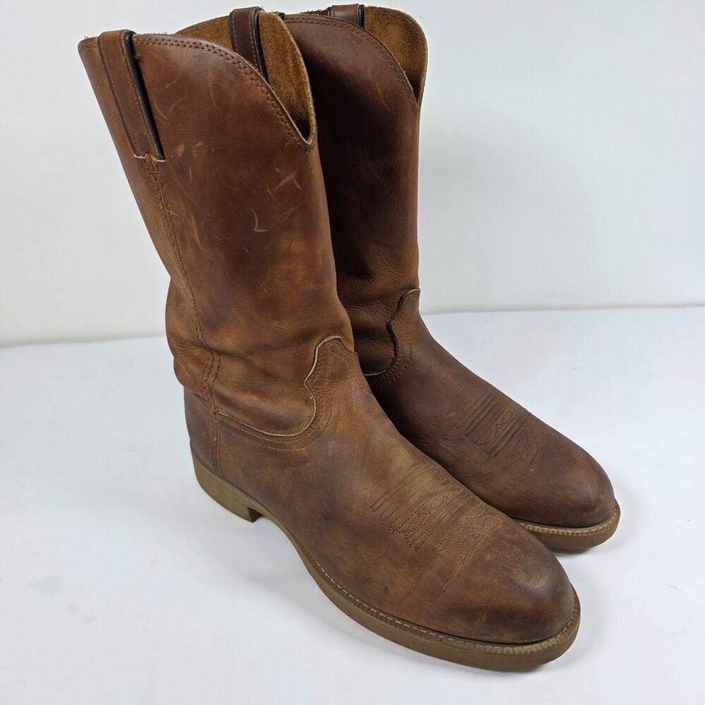 Vintage Durango Mens Cowboy Boots 12D Brown Leather Western Work Boots-READ